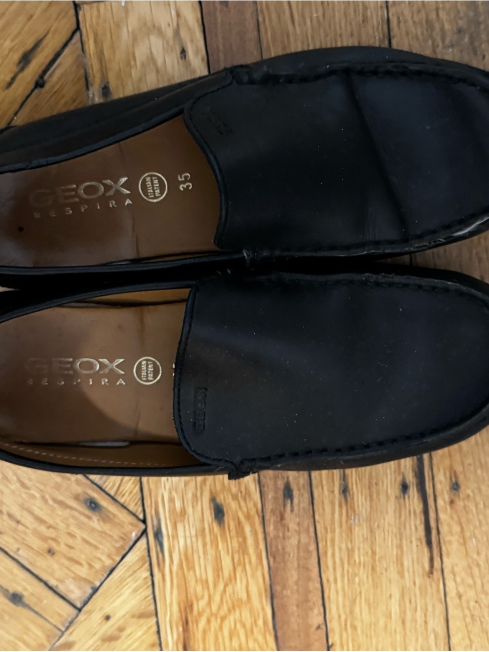 Geox Black Leather Slip-On Loafers for Kids